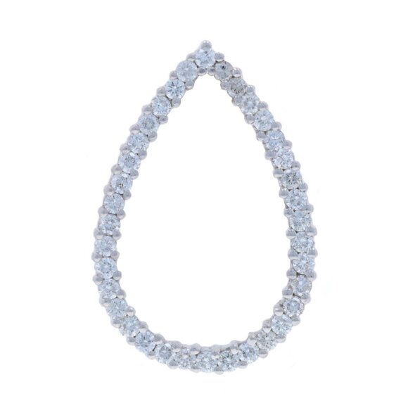 White Gold Diamond Teardrop Pendant 14k Round Brilliant .50ctw - Picture 1 of 4